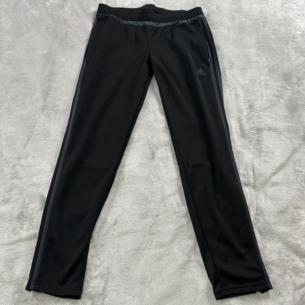 Adidas Track Pants Womens Large Black Climacool‎ Tapered Zipper Pockets Joggers